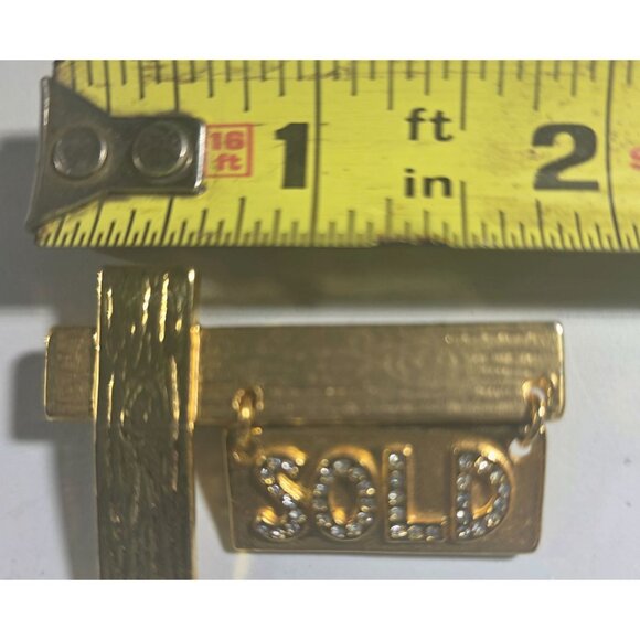 Gold-Tone Sold Real Estate Brooch Pin Rhinestone Hinged Pin Back realtor gift - Picture 4 of 5